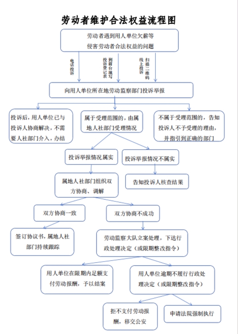 勞動者維護合法權益流程圖